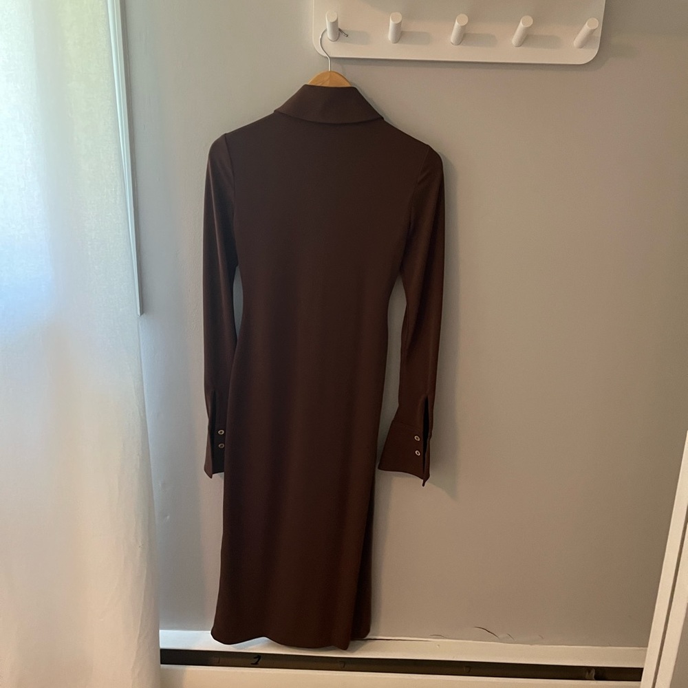 Song of Style button up brown long sleeve midi dress - Picture 8 of 9